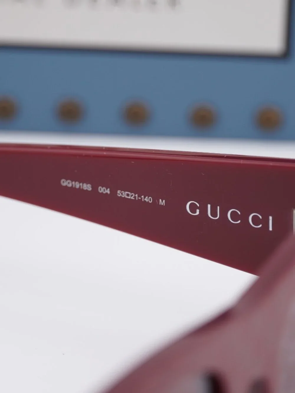 Gucci GG1918S 004 Square Sunglasses-Burgundy with GG Pattern/Red with GG Pattern